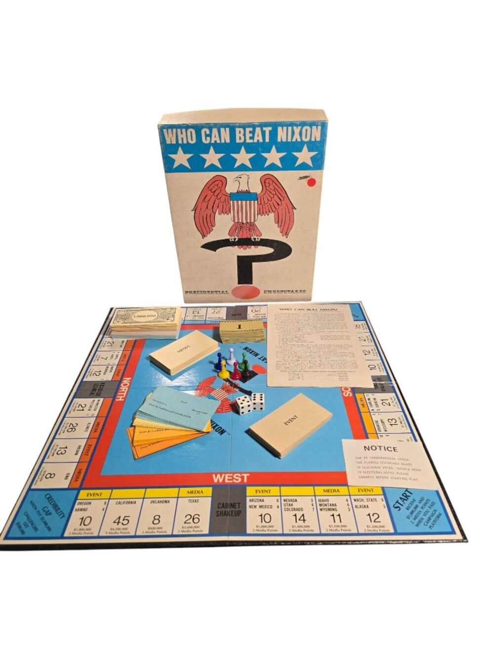 Who Can Beat Nixon? 1971 Vintage Political Strategy Board Game By Harrison-Blain